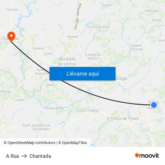 A Rúa to Chantada map
