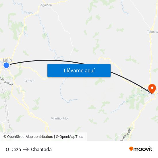 O Deza to Chantada map