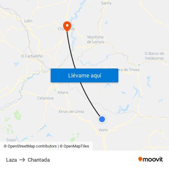 Laza to Chantada map