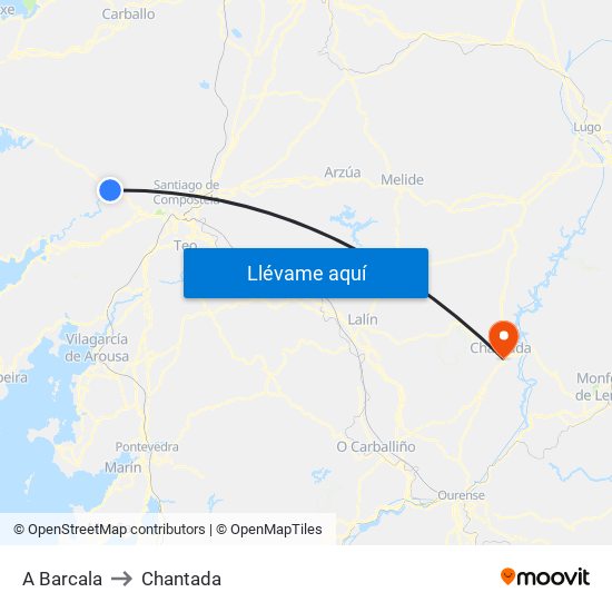 A Barcala to Chantada map