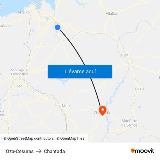 Oza-Cesuras to Chantada map