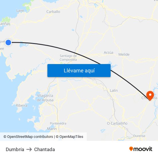 Dumbría to Chantada map