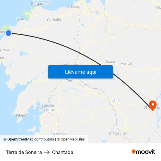 Terra de Soneira to Chantada map
