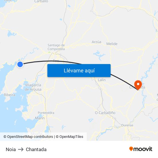 Noia to Chantada map