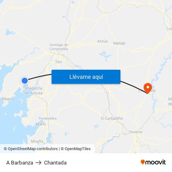 A Barbanza to Chantada map