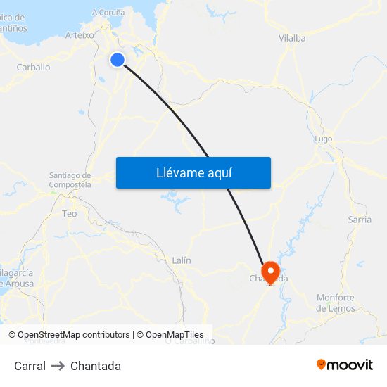 Carral to Chantada map