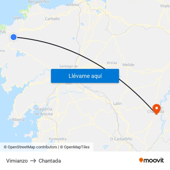 Vimianzo to Chantada map