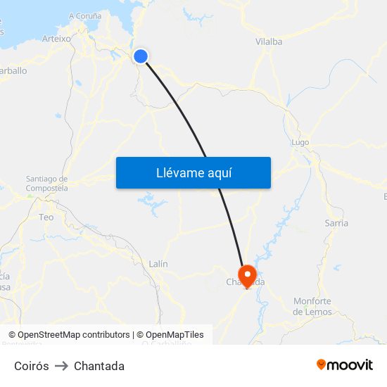 Coirós to Chantada map