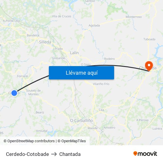 Cerdedo-Cotobade to Chantada map