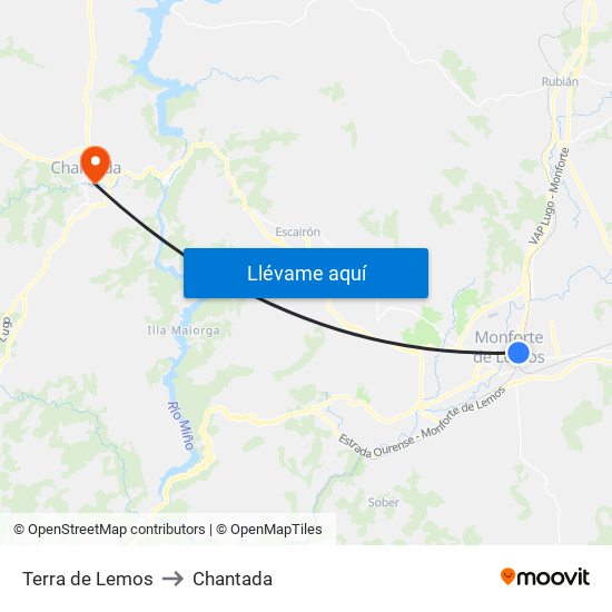 Terra de Lemos to Chantada map