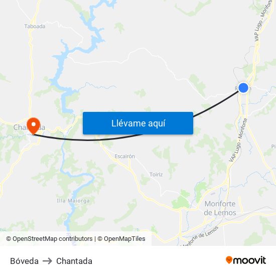 Bóveda to Chantada map