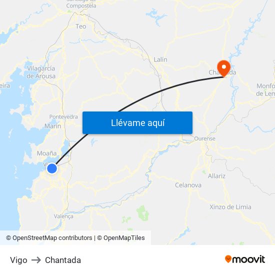 Vigo to Chantada map