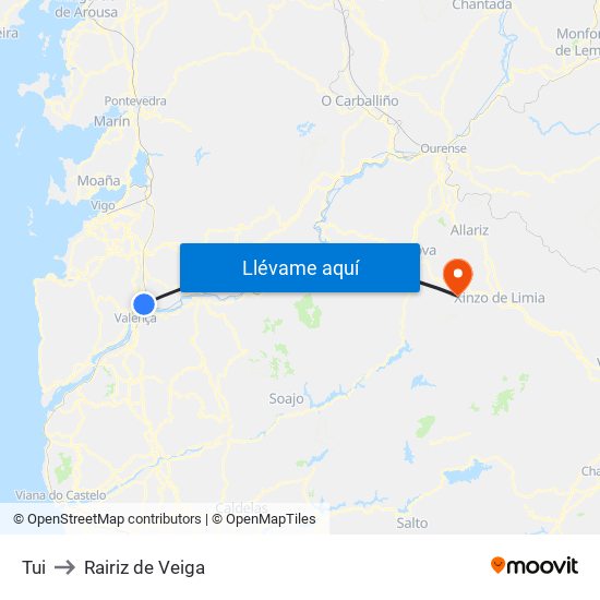 Tui to Rairiz de Veiga map