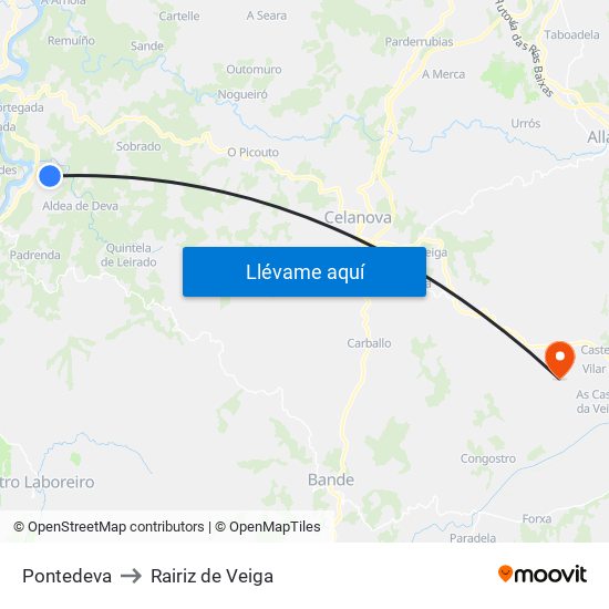 Pontedeva to Rairiz de Veiga map