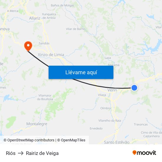 Riós to Rairiz de Veiga map