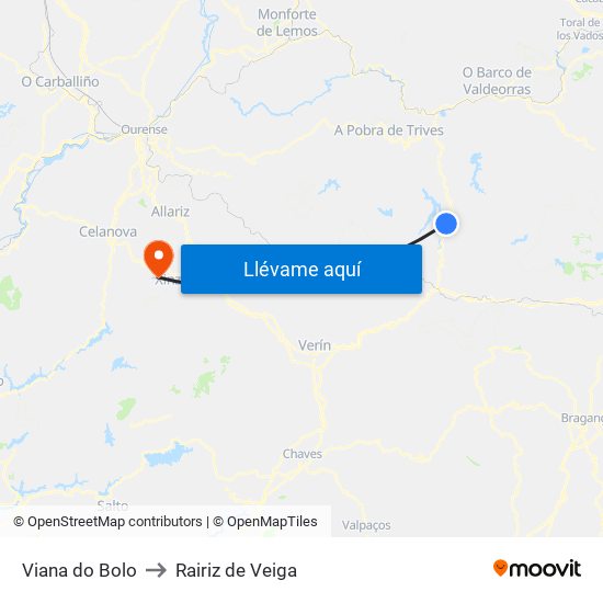 Viana do Bolo to Rairiz de Veiga map