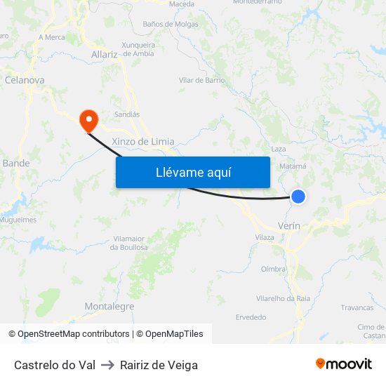 Castrelo do Val to Rairiz de Veiga map