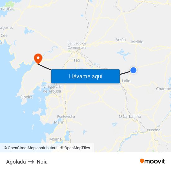 Agolada to Noia map