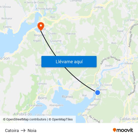 Catoira to Noia map