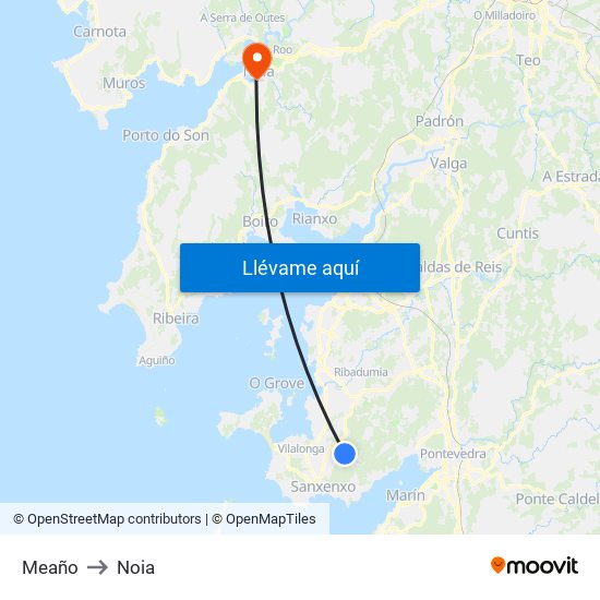 Meaño to Noia map