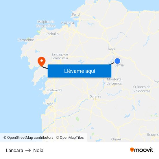 Láncara to Noia map