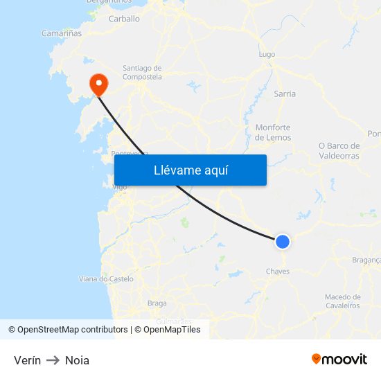 Verín to Noia map