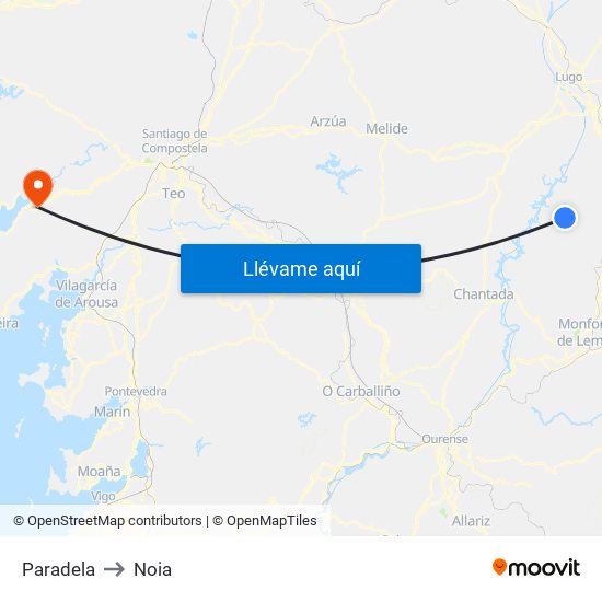 Paradela to Noia map