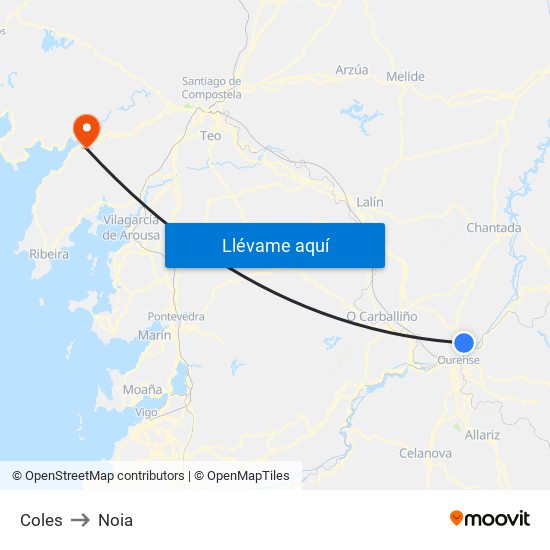 Coles to Noia map