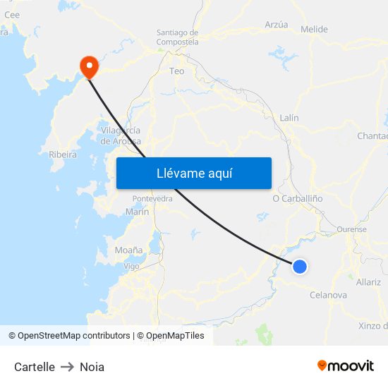 Cartelle to Noia map