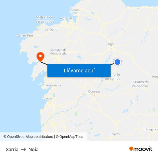 Sarria to Noia map