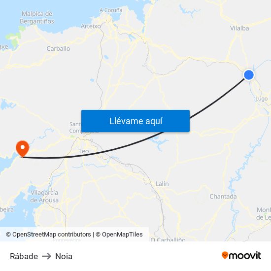 Rábade to Noia map