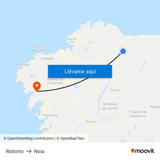 Riotorto to Noia map