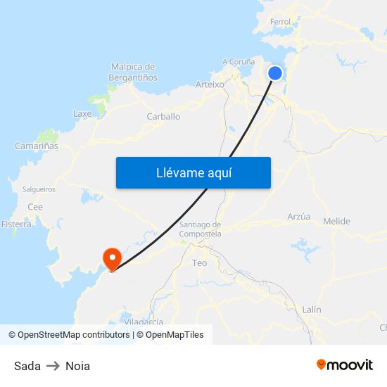 Sada to Noia map