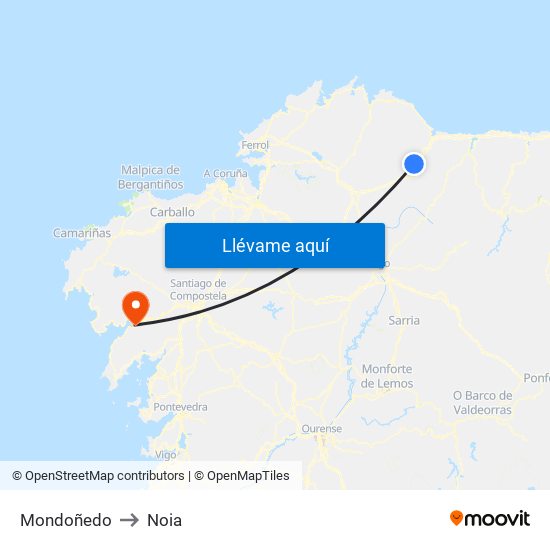 Mondoñedo to Noia map