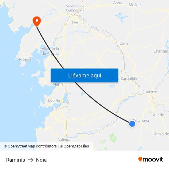 Ramirás to Noia map