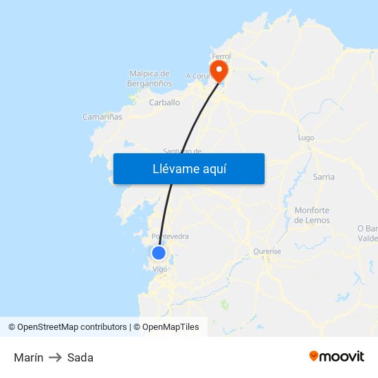 Marín to Sada map