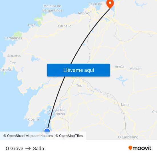 O Grove to Sada map