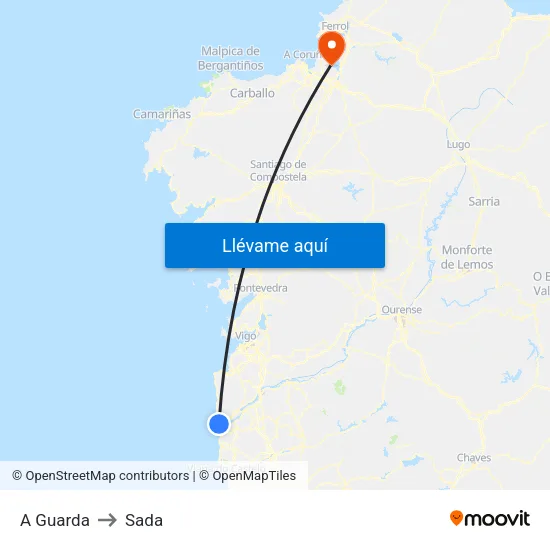 A Guarda to Sada map