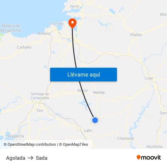 Agolada to Sada map