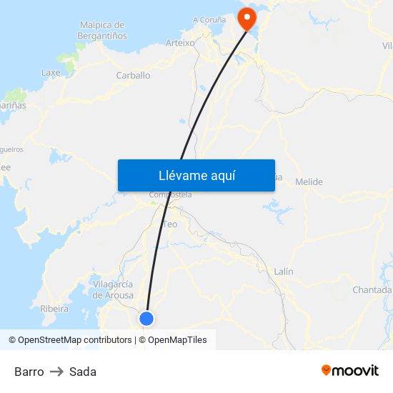 Barro to Sada map