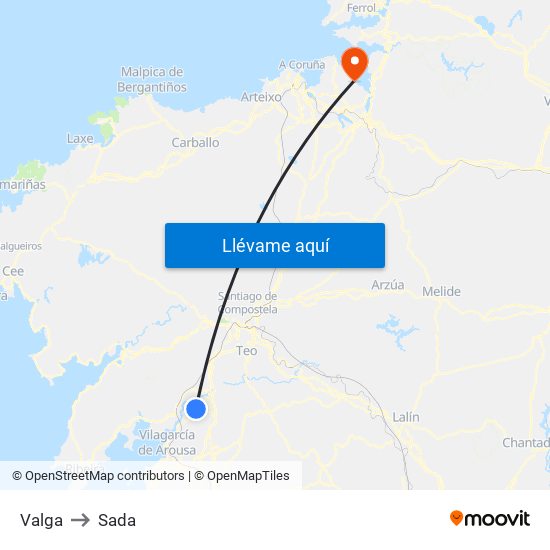 Valga to Sada map