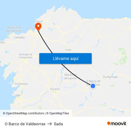 O Barco de Valdeorras to Sada map
