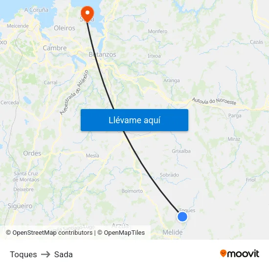 Toques to Sada map