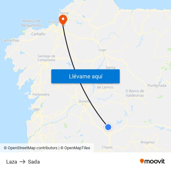 Laza to Sada map