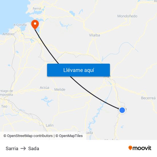 Sarria to Sada map