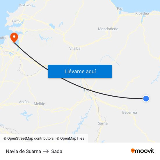 Navia de Suarna to Sada map