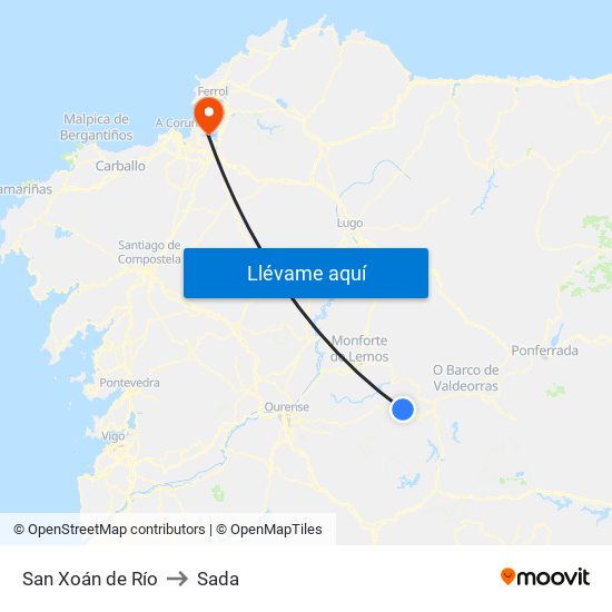 San Xoán de Río to Sada map