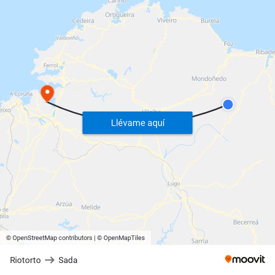 Riotorto to Sada map