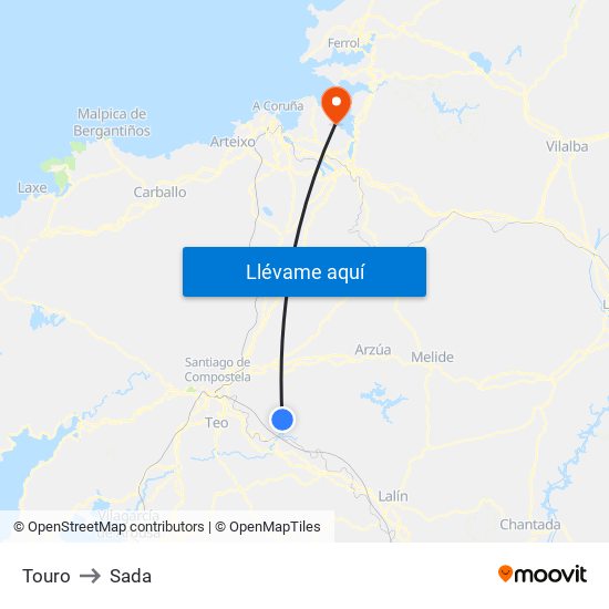 Touro to Sada map