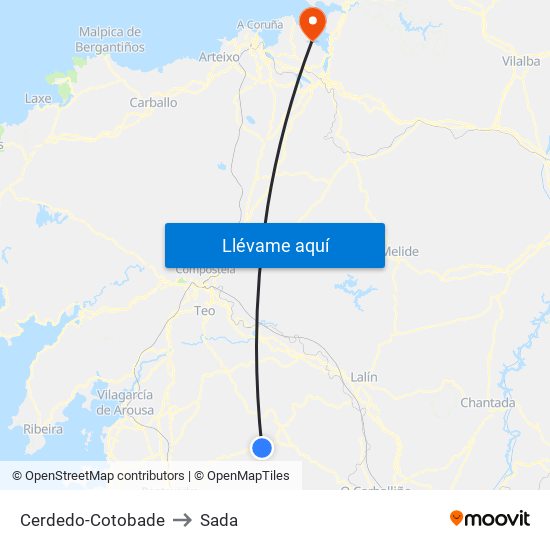 Cerdedo-Cotobade to Sada map